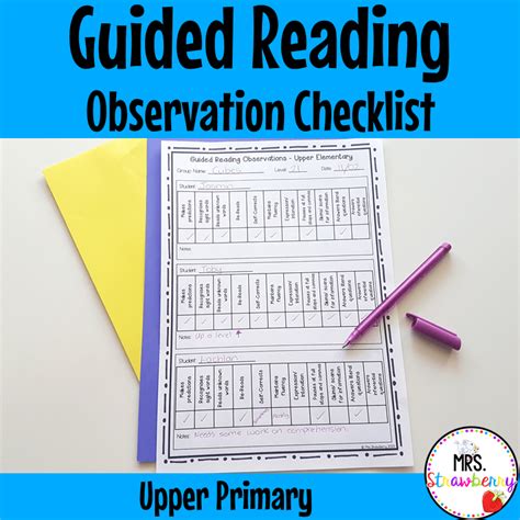 Guided Reading Observation Checklist Lower Primary Mrs Strawberry