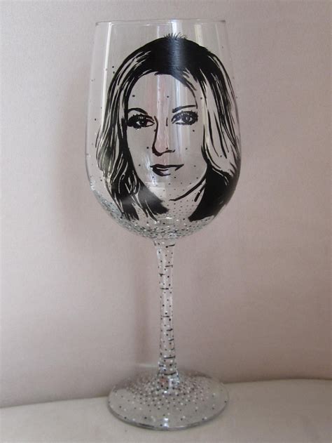 Hand Painted Wine Glass Celine Dion Etsy