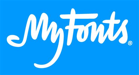 The Logo For Myfonts Is Shown In White On A Blue Background With An