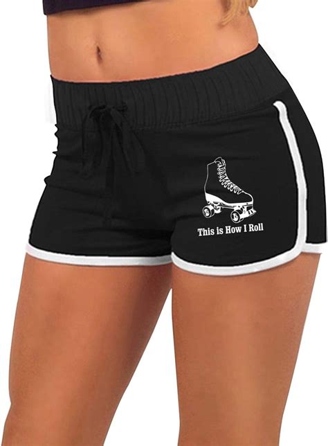 Rajanaz This Is How I Roll Roller Skates Women Sexy Low Waist Workout Booty Shorts Slim Mini