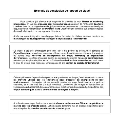 Exemple De Conclusion Rapport De Stage Bts Faire Part Mariage
