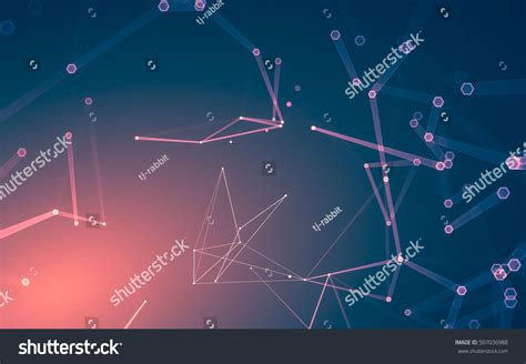 Abstract Polygonal Space Low Poly Dark Background With Connecting Dots