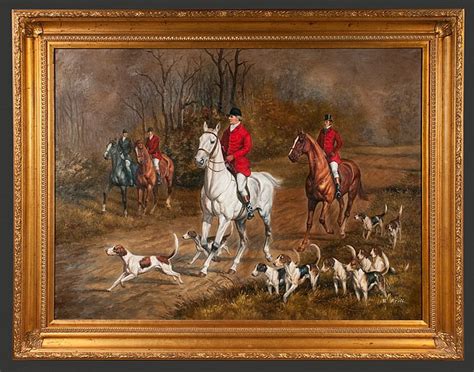 Sold Price Oil Painting On Canvas English Fox Hunting Scene With Four