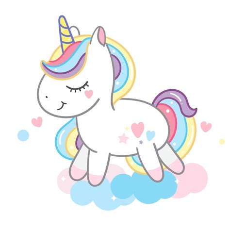 Beautiful Unicorn On Pastel Could Vector Premium Download
