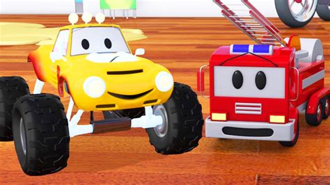 Watch a car cartoon and learn kids' vehicles: Fire truck, bulldozer, racing car and Lucas the Monster ...