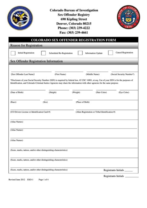 colorado sex offender registration form printable pdf download