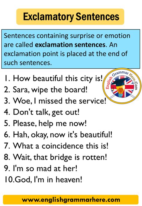 Exclamatory Sentence 10 Examples English Grammar Here