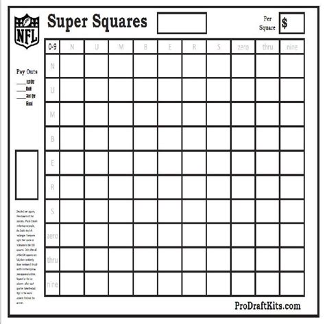 Super Bowl Squares Fantasy Football Weekly Party Game Tailgating Nfl