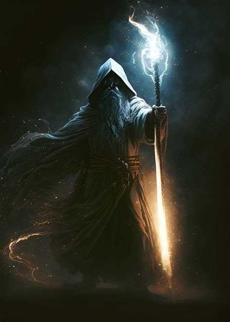 Lightning Wizard Poster Picture Metal Print Paint By Bookster