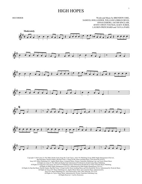 High Hopes Sheet Music Panic At The Disco Recorder Solo