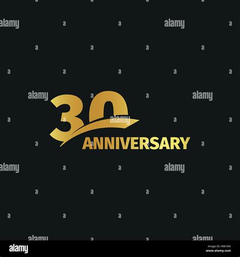 Isolated Abstract Golden 30th Anniversary Logo On Black Background 30