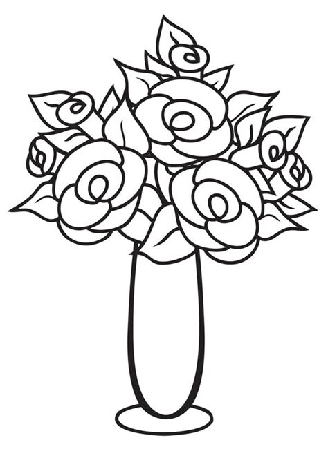 Rose in a vase clipart. Flower Vase Clipart Black And White | Free download on ...