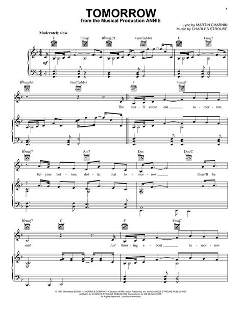 Charles Strouse Tomorrow Sheet Music Pdf Notes Chords Broadway Score Lead Sheet Fake Book