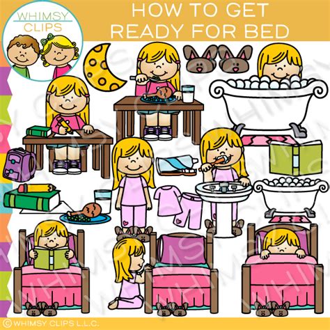 How To Get Ready For Bed Clip Art Images And Illustrations Whimsy Clips