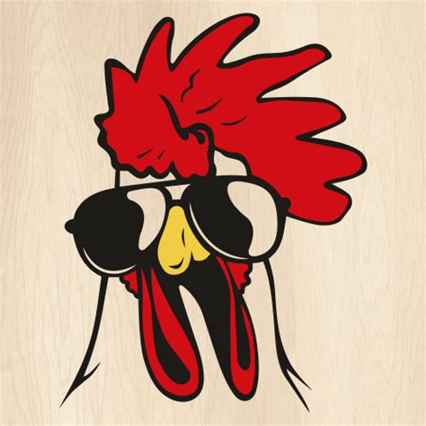 Funny Rooster Svg Rooster With Glasses Png Chicken With Glasses