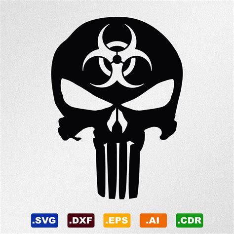 Punisher Skull Biohazard Svg Dxf Eps Ai Cdr Vector Files Etsy