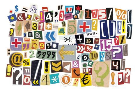 Newspaper And Magazine Cutout Numbers And Punctuations PNG Transparent