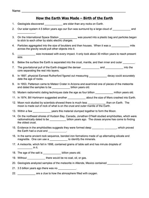 How The Earth Was Made Birth Of The Earth Worksheet Answers Fill Out And Sign Online Dochub