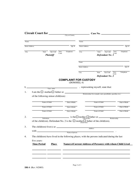 Free Printable Child Custody Forms Printable Forms Free Online