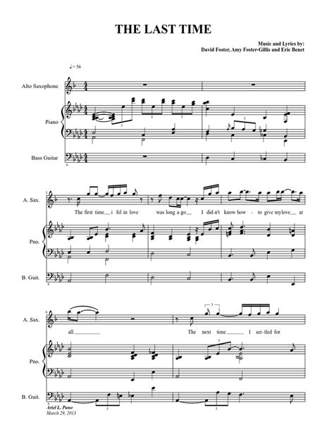 The Last Time Sheet Music For Piano Solo