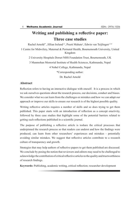 Pdf Writing And Publishing A Reflective Paper Three Case Studies