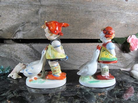 Girl With Geese Figurine Occupied Japan Vintage Porcelain Etsy