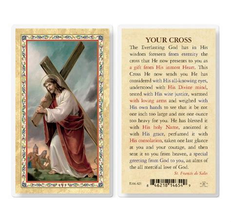 Your Cross Christ W Cross Gold Stamped Laminated Holy Card 25 Pack
