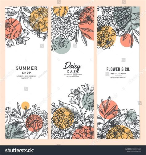 Spring Vertical Banner Design Templates With Flowers And Leaves Spring