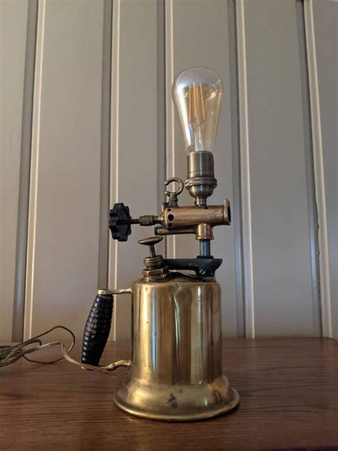 Upcycled Vintage Antique Brass Gasoline Blow Torch Lamp Etsy
