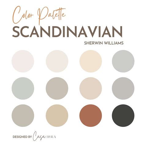 Scandinavian Paint Color Palette Sherwin Williams Interior Etsy