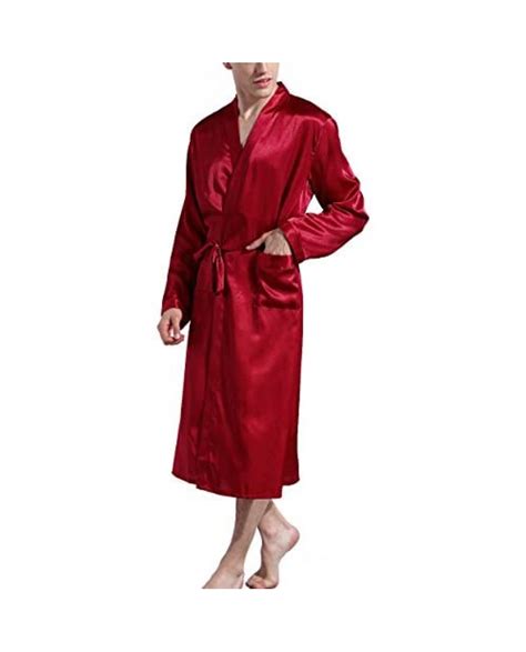 Admireme Mens Satin Kimono Robe Spa Bathrobes Loungewear Sleepwear