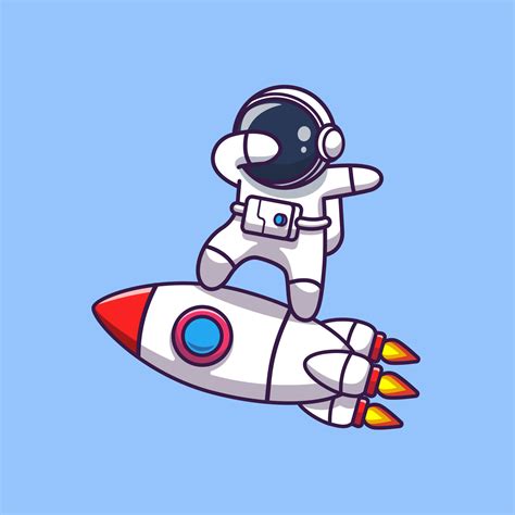 Cute Astronaut Dabbing On Rocket Cartoon Vector Icon Illustration