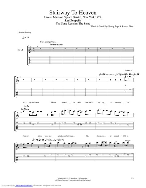 If a line of tab doesnt end with an in these led zeppelin stairway to heaven easy tabs then it means that it continues on the next line. Stairway To Heaven TSRTS guitar pro tab by Led Zeppelin ...