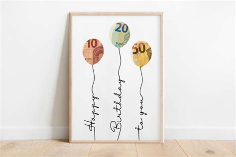 Geldgeschenk Geburtstag Personalisierbar Ballons Geburtstagskarte Geld
