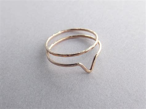 Skinny Gold Chevron Knuckle Ring Set Chevron Rings Above Etsy