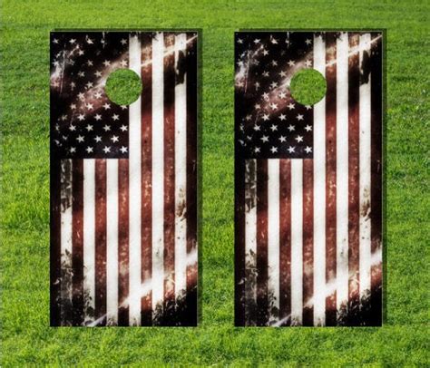 American Flag Wood Distressed Cornhole Corn Hole Board Game Decal Wraps