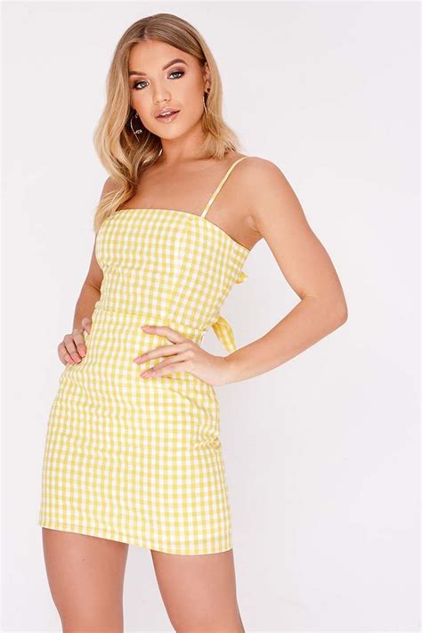 Yellow Gingham Tie Back Mini Dress In The Style Ireland