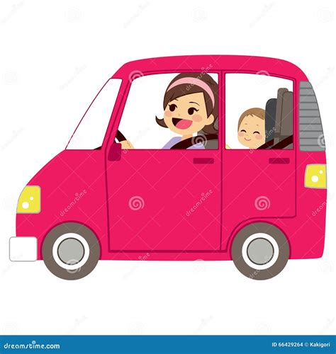 Mamã Que Conduz O Carro Com Bebê Ilustração Do Vetor Ilustração De
