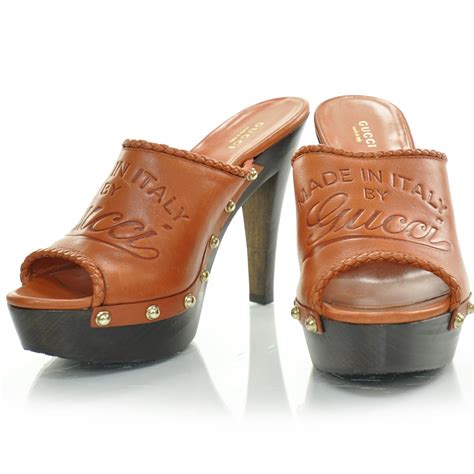 Gucci Leather Studded Craft Clogs 38 24206