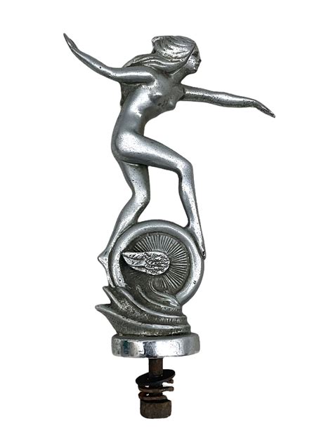 1930s Cast Metal Mascot Speed Nymph After Louis Lejeune Stamped Ll