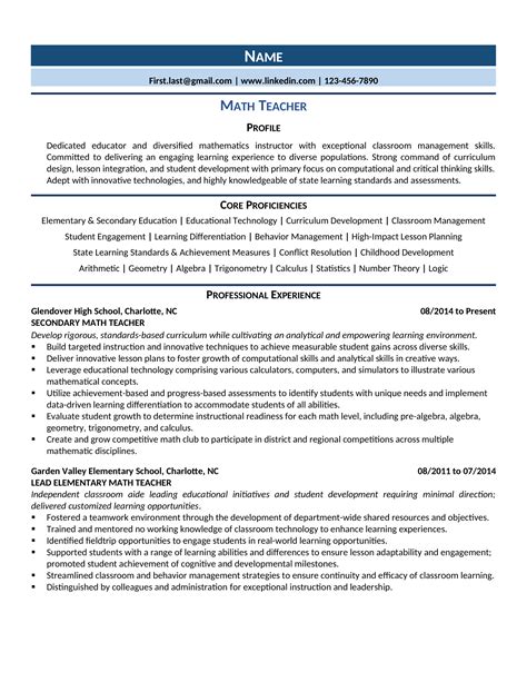 Sample job descriptions & responsibility. Math Teacher Resume Example & Guide (2020) | ZipJob
