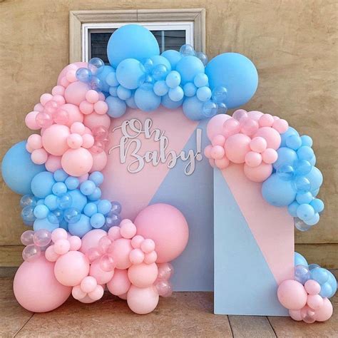 Gender Reveal Balloon Garland Kit Double Stuffed Pink And Blue Qualatex