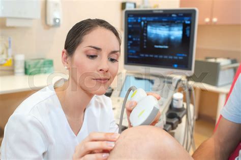 Ultrasound Echo On The Knee Of A Patient Stock Image Colourbox