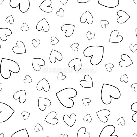 Valentines Day Heart Motif Doodle Style Heart Seamless Pattern Black