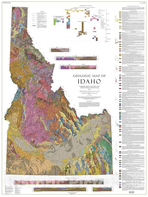 Map Geologic Map Of Idaho 2012 Cartography Wall Art Cartography