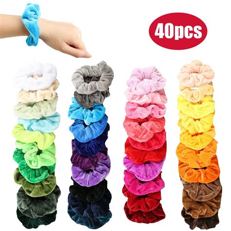 Eeekit 4020pcs Colorful Velvet Hair Scrunchies Set Hair Bands