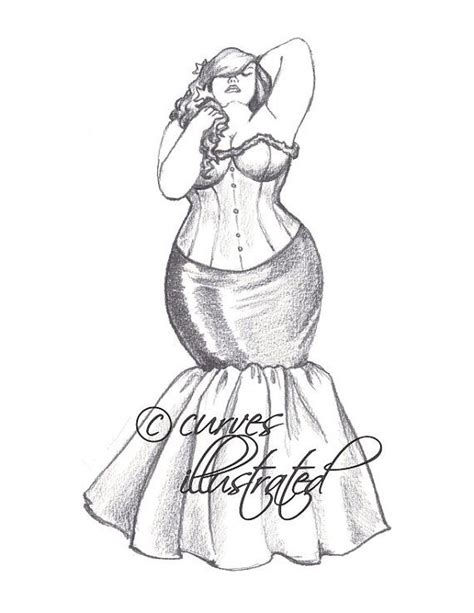 curvy mermaid plus size fashion illustration by curvesillustrated curvy art girl sketch plus