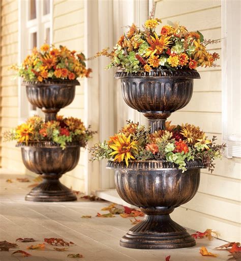 Chic flower and tree porch pots. Amazon.com : Tiered Antique Finish Urn Planter : Patio ...