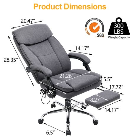 Homrest Reclining Ergonomic Executive Office Chair W Massage Breathable Fabric For Office Home