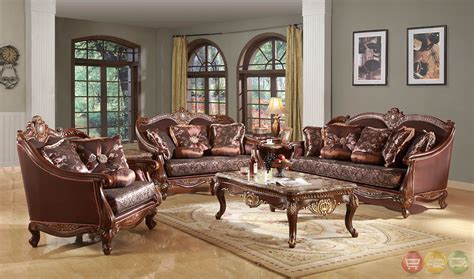Marlyn Traditional Dark Wood Formal Living Room Sets With Carved